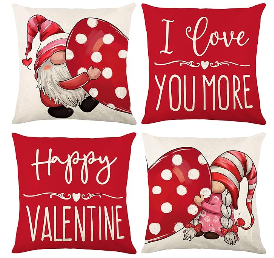 Redkey Valentines Pillow Covers Set of 4 for Valentines Day Decoration Throw Pillow Cover Valentines Day Decor