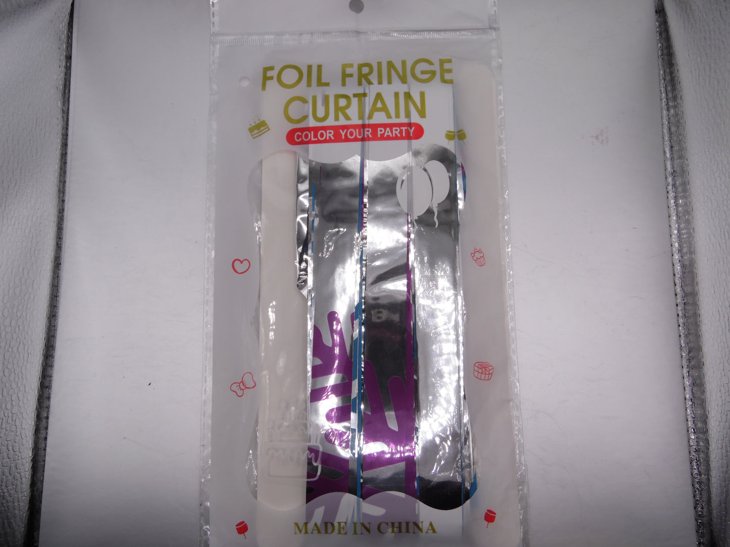 Foil Fringe Curtain - Silver Purple Blue