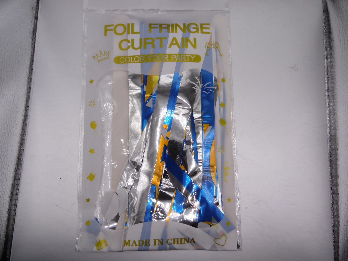 Foil Fringe Curtain - Silver Blue Gold