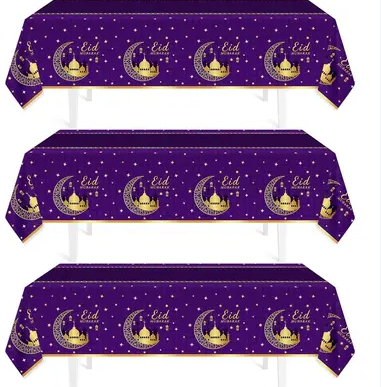 Ramadan Mubarak Tablecloths 3 Pack - 54" x 108" Purple