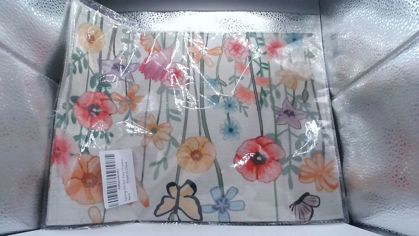 Spring Garden Flag – “Happy Spring” with Flowers (Double-Sided)