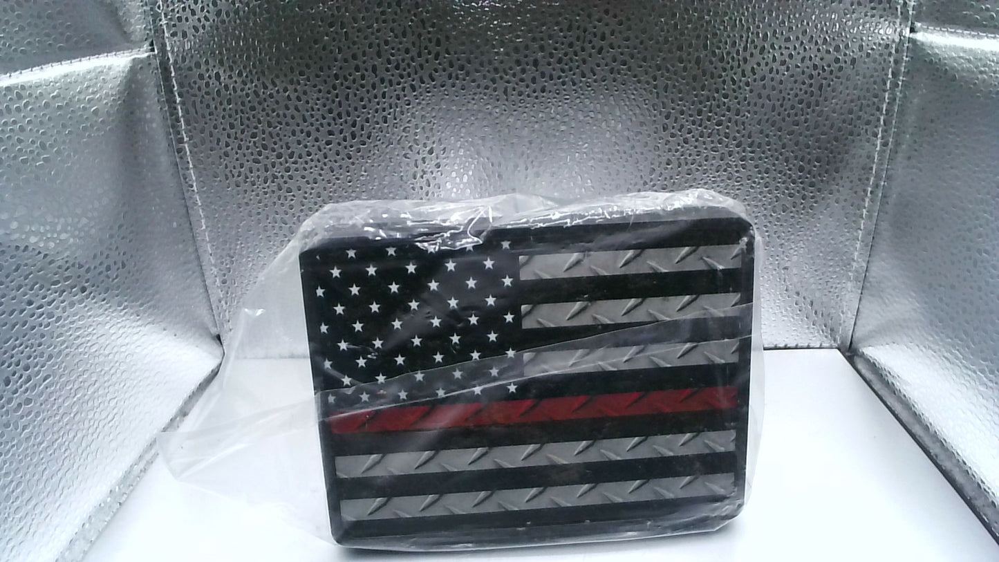 Plastic Reese Hitch 2" Receiver Decorative Cover - Thin Red Line Flag Design
