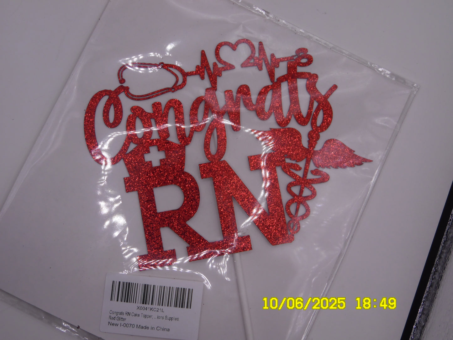 Red 'Congrats RN' Cake Topper