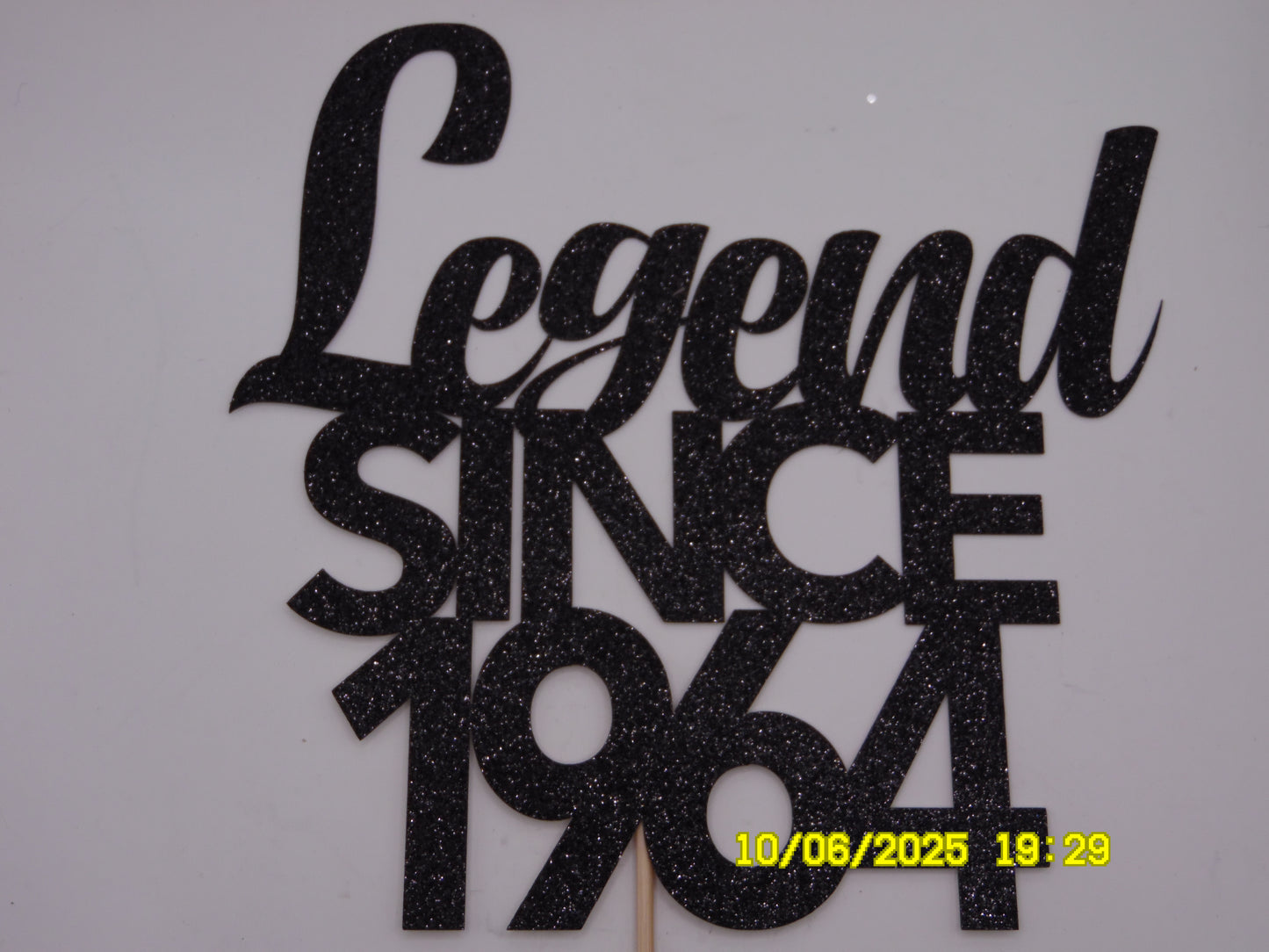Sparkly Black 'Legend Since 1964' Cake Topper