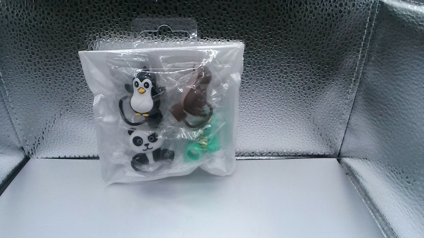 Straw Caps 4 Pack - Animal Collection