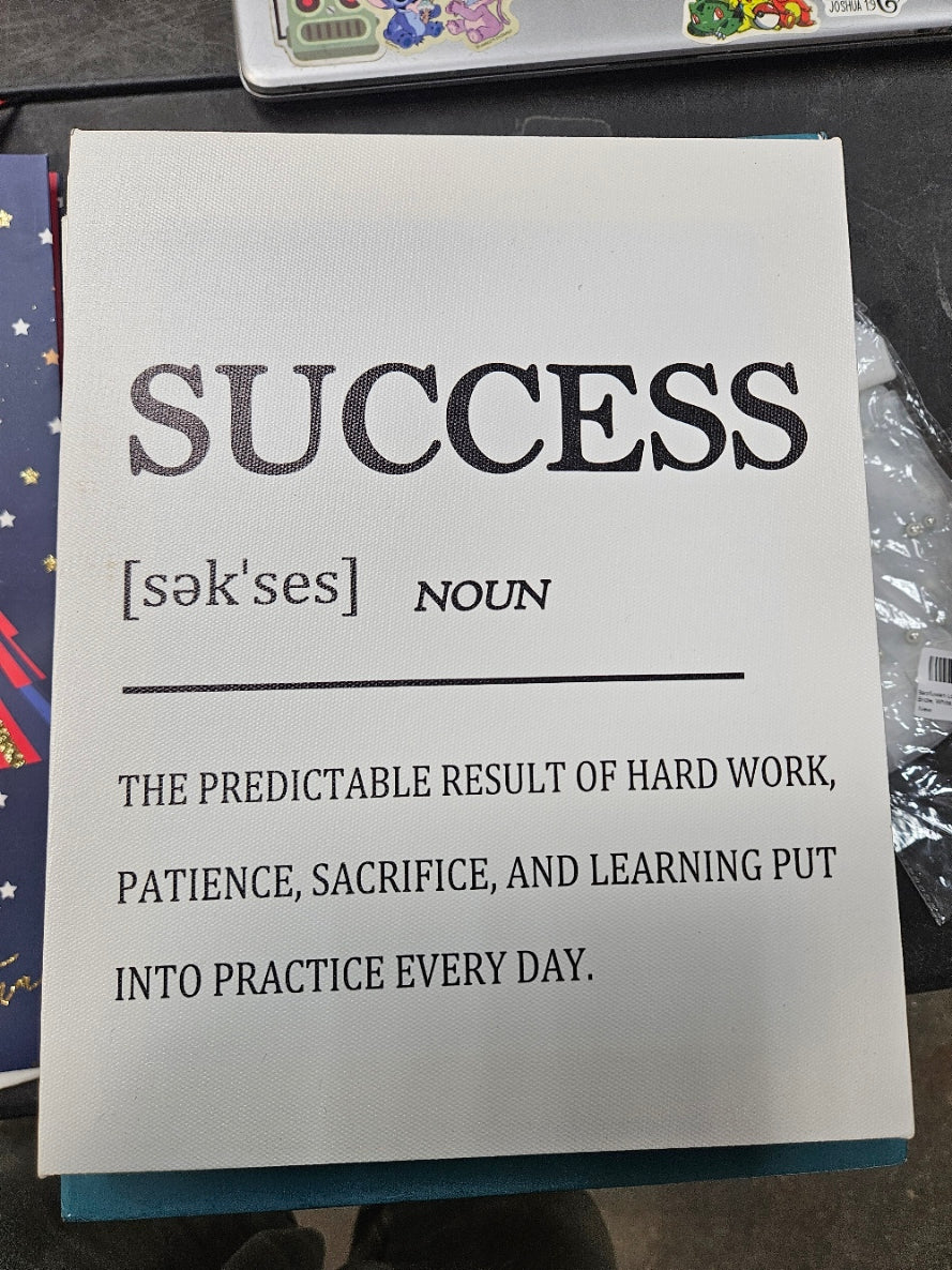 White Canvas Sign – “Success” Dictionary Definition 8" X 10"