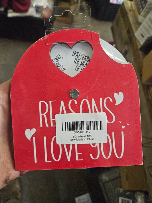 Red Rotating Box Sign – “Reasons I Love You” (5"×5¼")