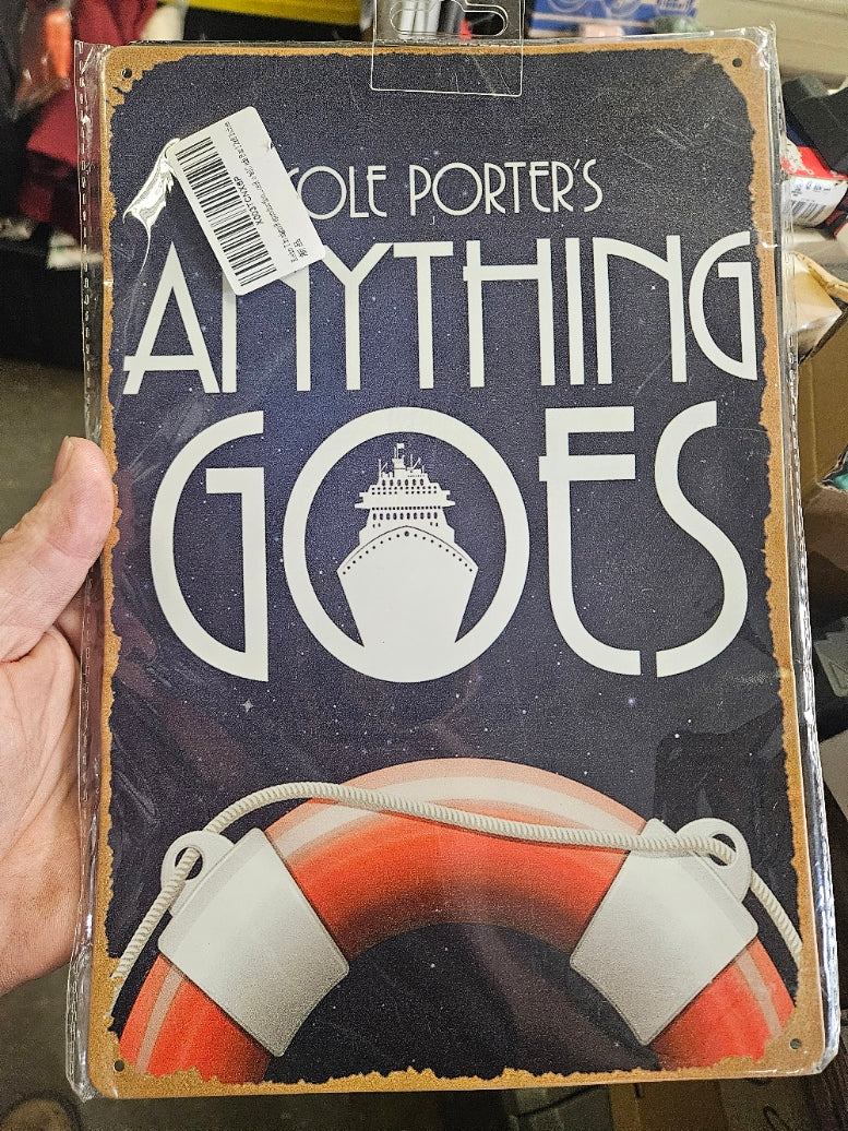 8" x 11¾" Metal Sign – “Cole Porter’s Anything Goes” (Bent)