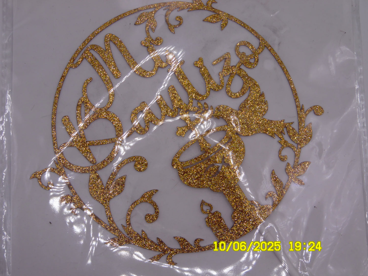 Glittery Gold 'Mi Bautizo' Cake Topper