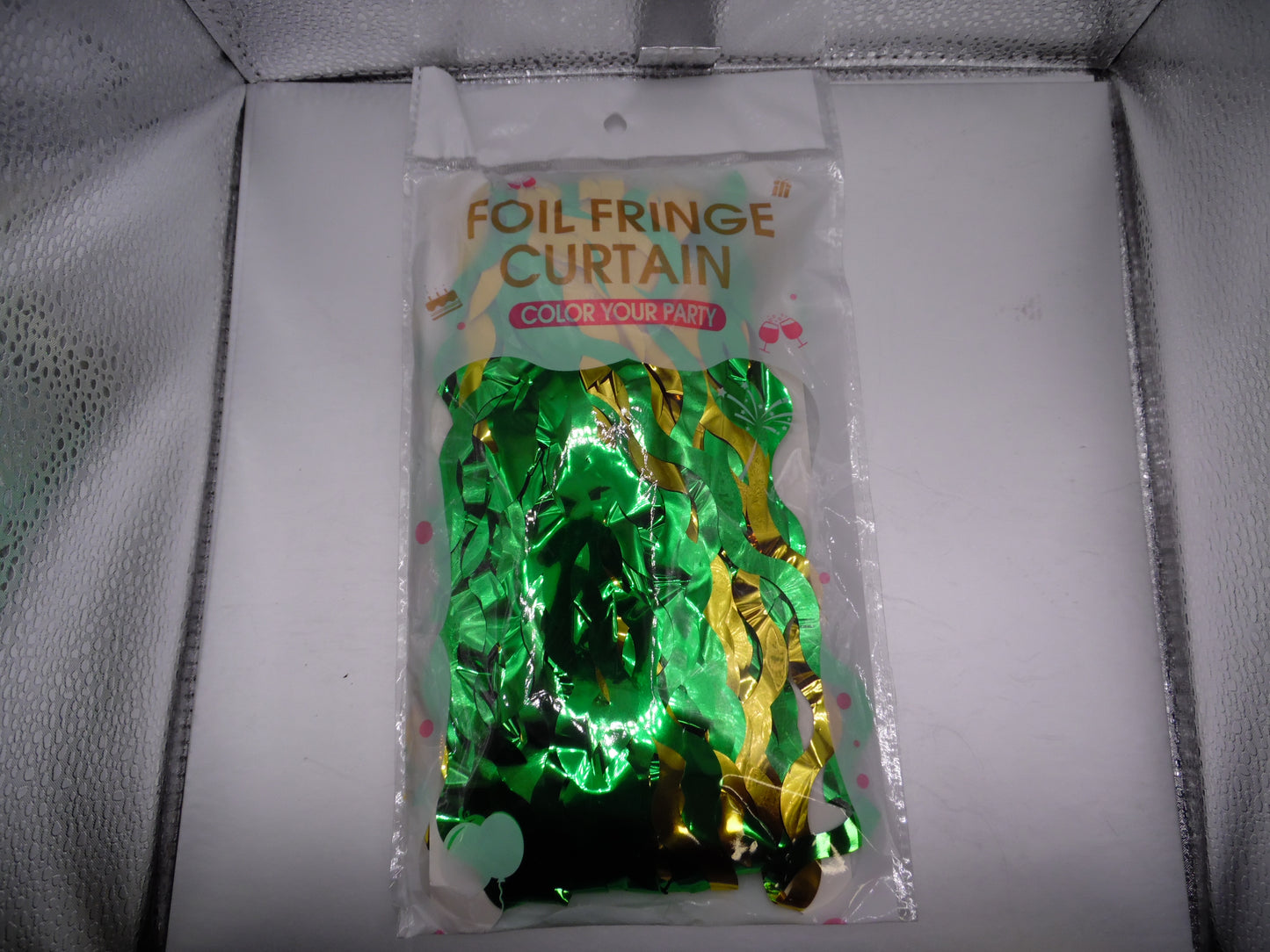 Foil Fringe Curtain - Gold and Green