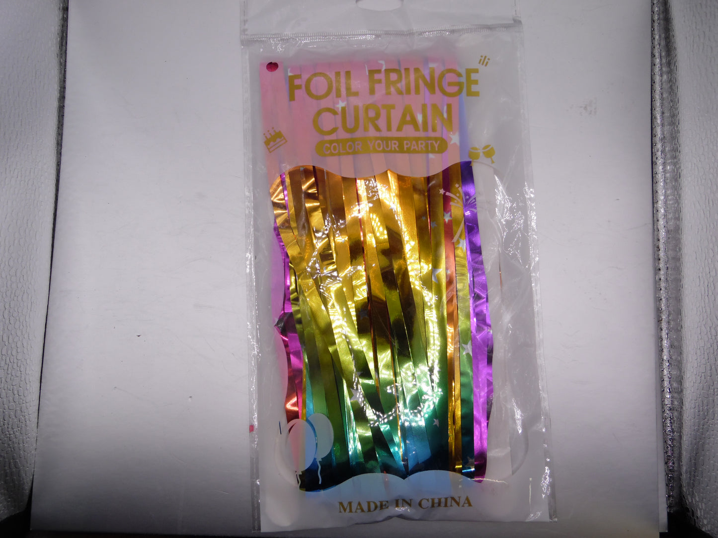 Foil Fringe Curtain - Gold Orange Green Purple