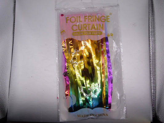 Foil Fringe Curtain - Gold Orange Green Purple