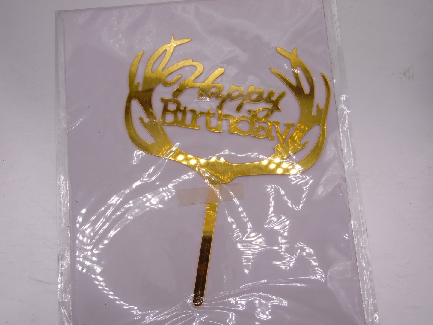 Jieein Antlers Happy Birthday Mirror Gold Acrylic