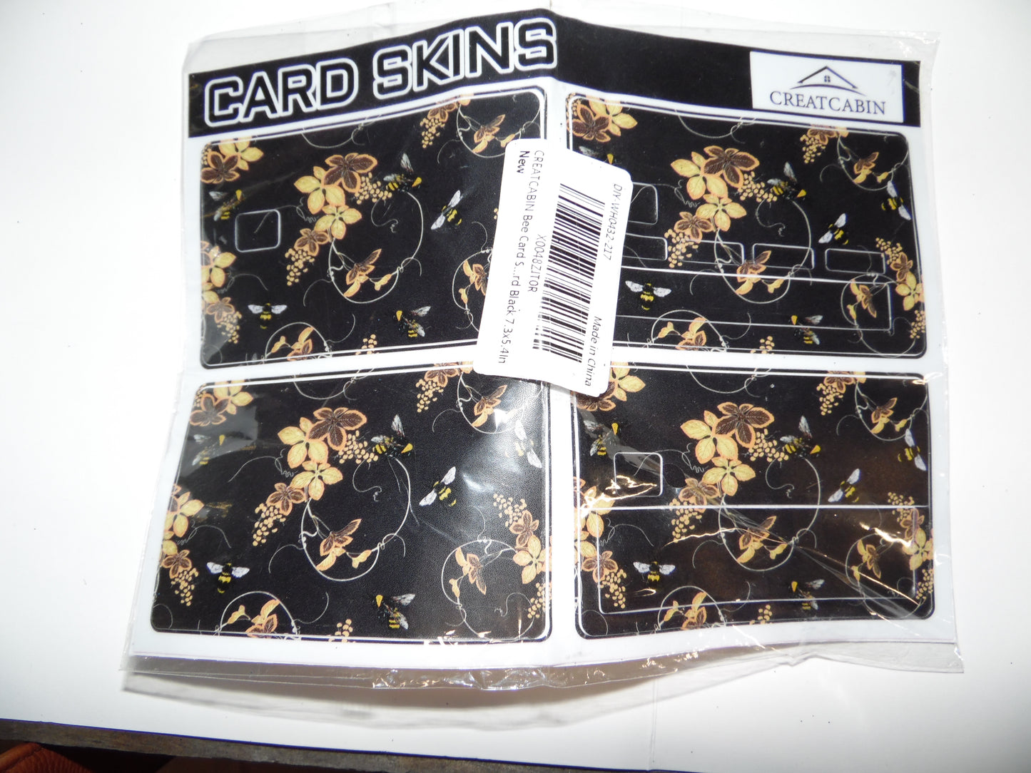 Card Skin 4 Pack - Black with Flowers