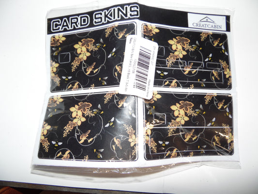 Card Skin 4 Pack - Black with Flowers