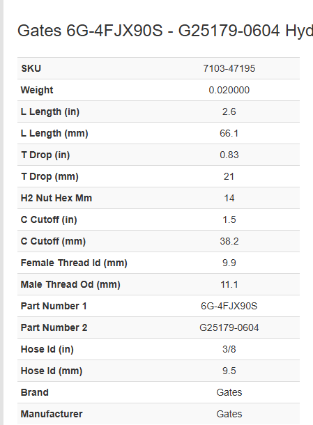Mega Crimp G25179-0604 - 6G-4FJX90S Hydraulic Fitting