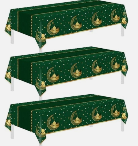 Ramadan Mubarak Tablecloths 3 Pack - 54" x 108" Green