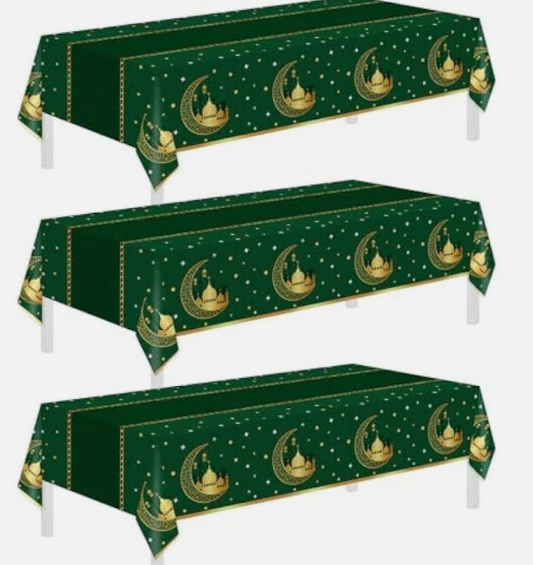 Ramadan Mubarak Tablecloths 3 Pack - 54" x 108" Green