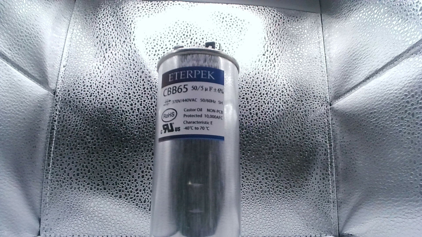 ETERPEK CapacitorCBB65 50/5 uF +6% 370v/440vac 50/60hz 5h