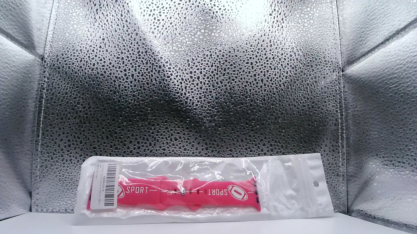 Bandiction Sport Band – Compatible with IWatch (white with White Football. Pink & White “Sport” Design)