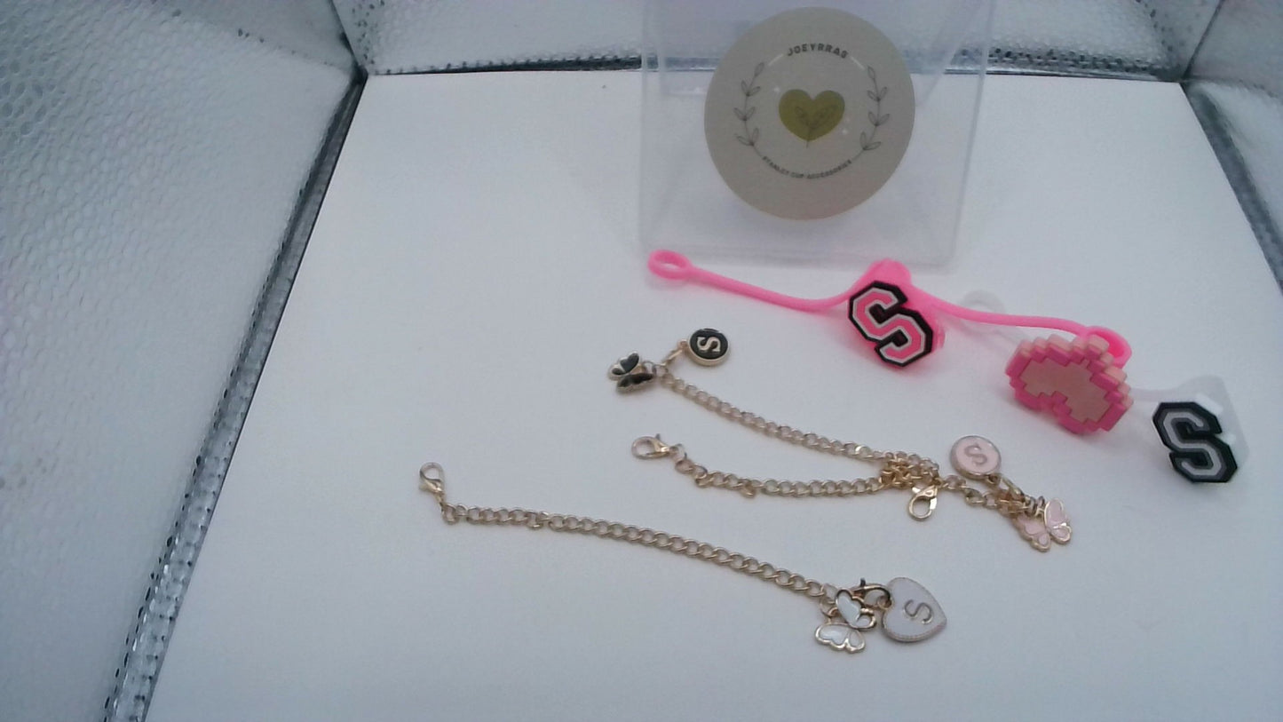 Straw Cover + Charm – Letter S