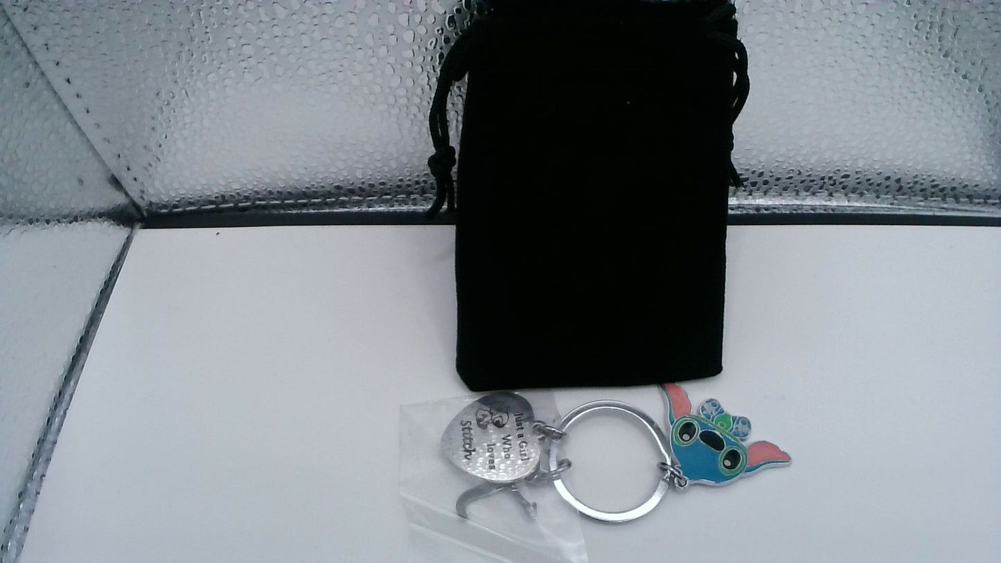 Stitch-Themed Keychain – Letter K & Heart Charm