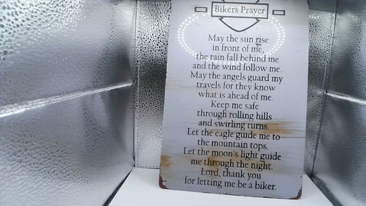 Metal Biker Prayer Sign – 7 7/8" x 11 13/16"