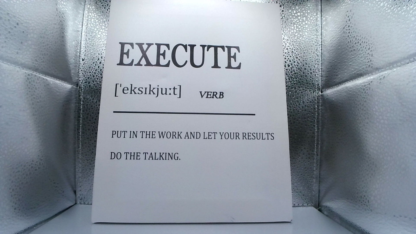 White Canvas Sign – “EXECUTE” Dictionary Definition (8"×10")