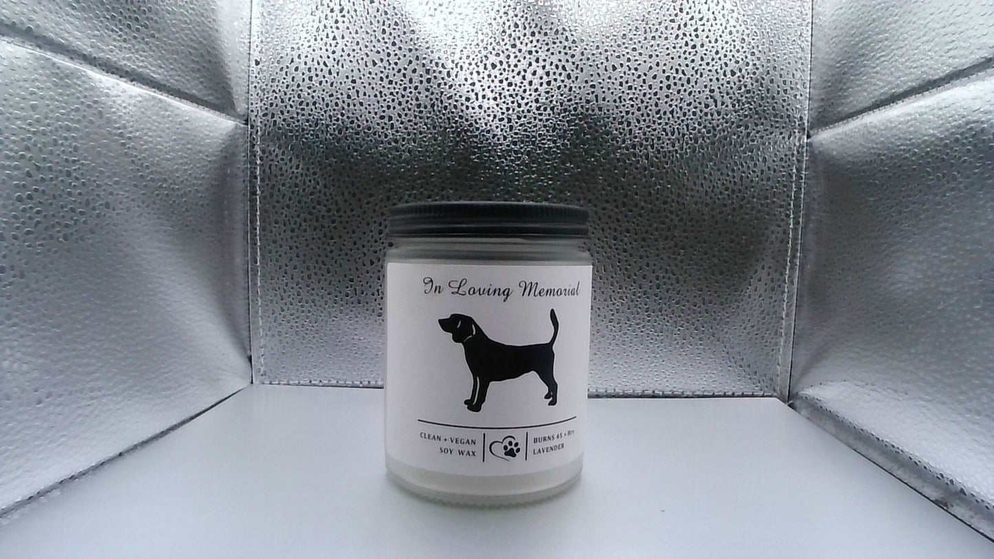 Scented Memorial Candle – 100% Natural Soy (7oz, Designed with Love in Austin, TX) 5"x4"x4" box