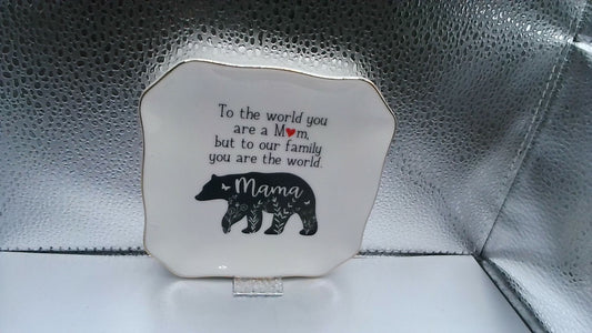 4 3/8" Mother's Day Plate - 'To The World You Are A Mom' with Mama Bear