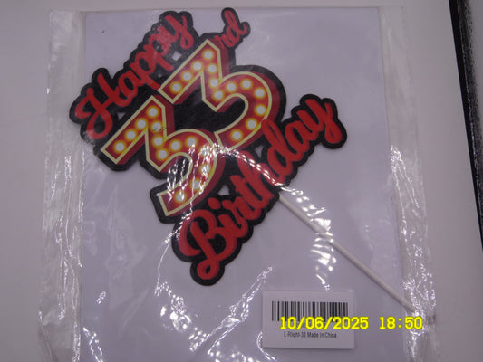 Happy 33rd Birthday Cake Topper