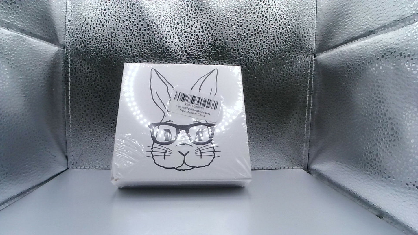 White Wood Sign – Bunny Head Outline with Glasses Size: 5" × 5" × 1.25"