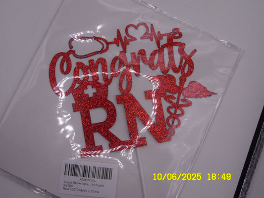 Red 'Congrats RN' Cake Topper