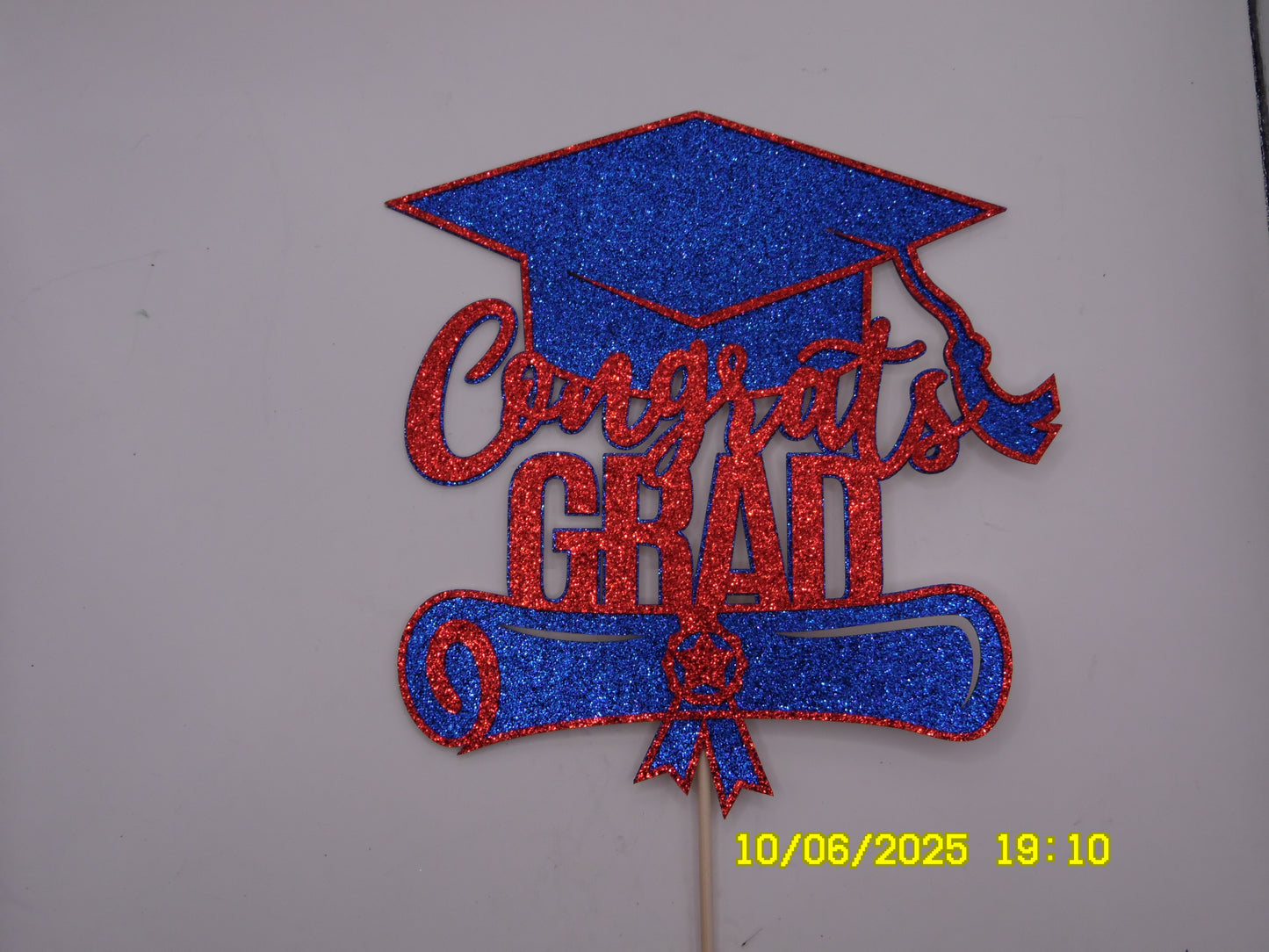 Blue & Red 'Congrats Grad' Cake Topper