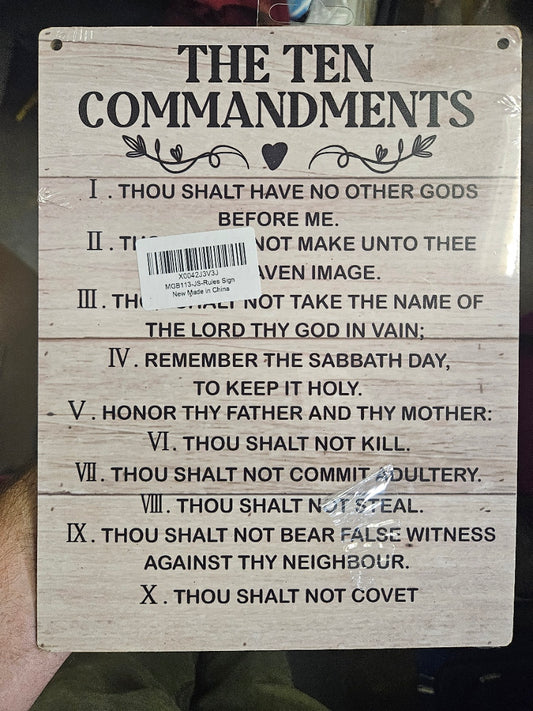 Wood Sign – The 10 Commandments (8"×10¼")