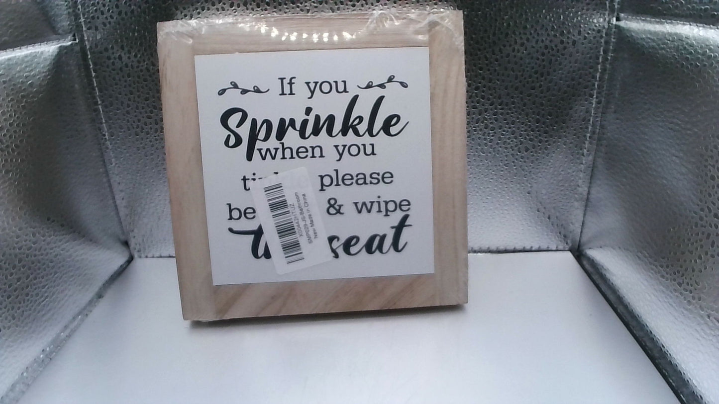 6"x6" Tile Sign with Wood Border - Bathroom Humor