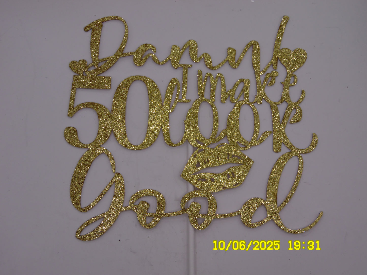 Sparkly Gold 'Damn I Make 50 Look Good' Cake Topper