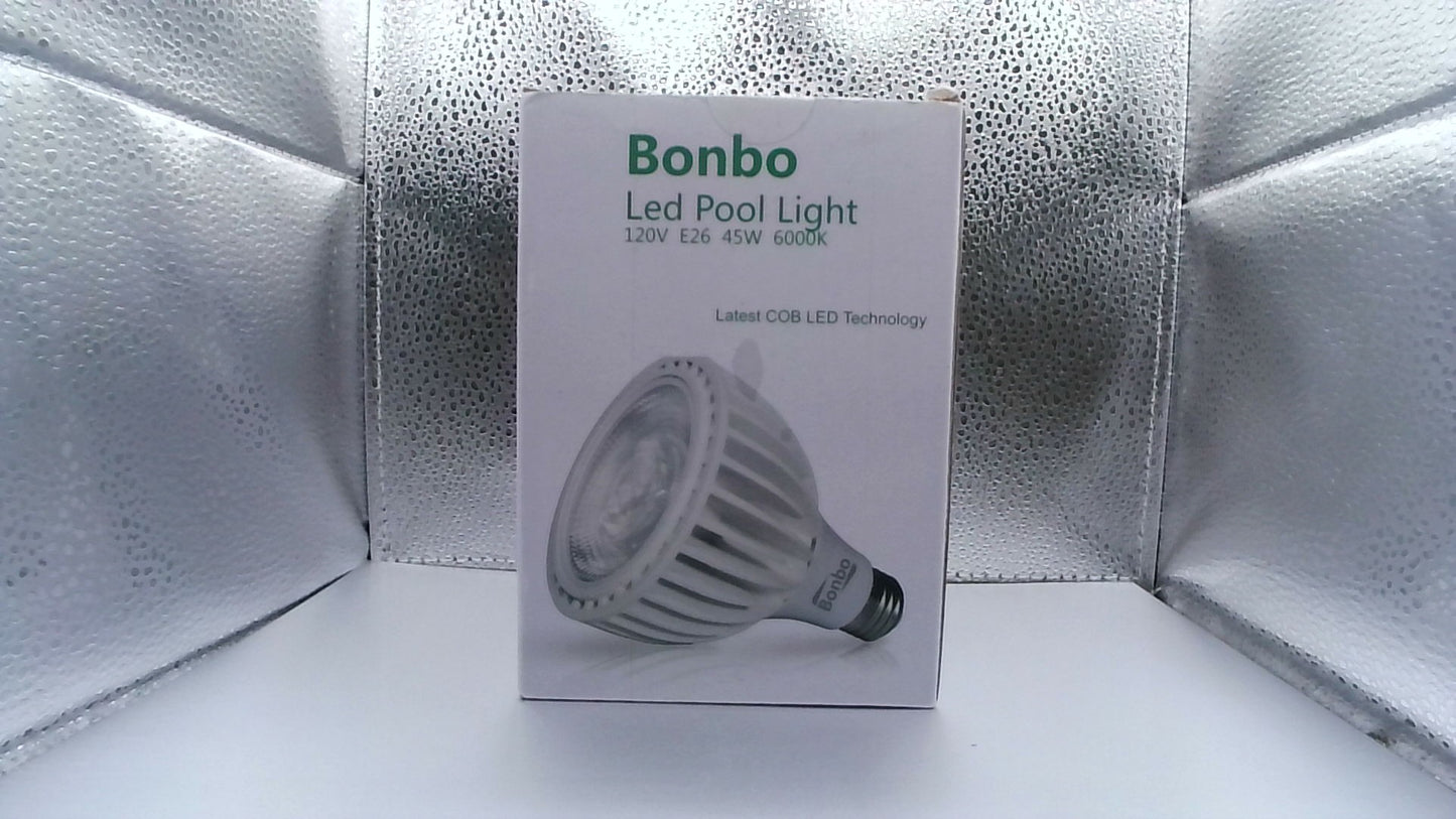 BONBO LED Pool Light Bulb – 120V, E26 Base, 45W, 6000K